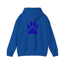 Load image into Gallery viewer, Lone Wolf Hoodie — Blue Paw Print Graphic Pullover