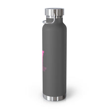 Load image into Gallery viewer, Copper Vacuum Pink on Pink "Poppin'" Insulated Bottle, 22oz