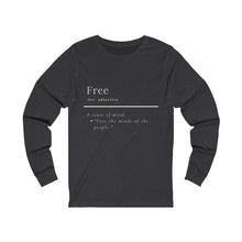 Load image into Gallery viewer, Unisex "Define Free" Jersey Long Sleeve Tee