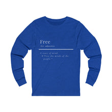 Load image into Gallery viewer, Unisex "Define Free" Jersey Long Sleeve Tee