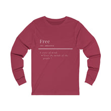 Load image into Gallery viewer, Unisex "Define Free" Jersey Long Sleeve Tee
