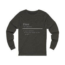 Load image into Gallery viewer, Unisex "Define Free" Jersey Long Sleeve Tee