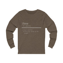 Load image into Gallery viewer, Unisex "Define Free" Jersey Long Sleeve Tee