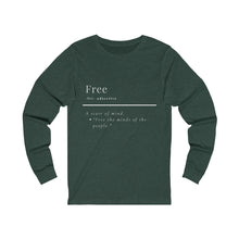 Load image into Gallery viewer, Unisex "Define Free" Jersey Long Sleeve Tee