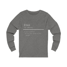 Load image into Gallery viewer, Unisex "Define Free" Jersey Long Sleeve Tee