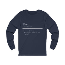 Load image into Gallery viewer, Unisex "Define Free" Jersey Long Sleeve Tee