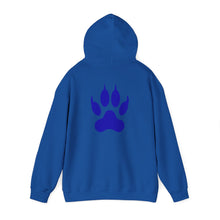 Load image into Gallery viewer, Lone Wolf Hoodie — Blue Paw Print Graphic Pullover

