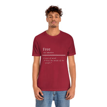 Load image into Gallery viewer, Unisex &quot;Define Free&quot; Inverted Print Jersey Short Sleeve Tee
