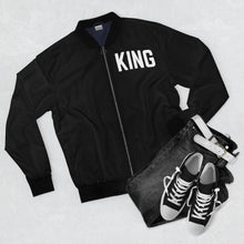 Load image into Gallery viewer, Men&#39;s Inverted &quot;KING&quot; AOP Bomber Jacket
