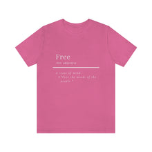 Load image into Gallery viewer, Unisex &quot;Define Free&quot; Inverted Print Jersey Short Sleeve Tee

