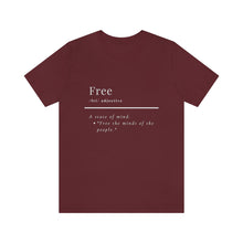 Load image into Gallery viewer, Unisex &quot;Define Free&quot; Inverted Print Jersey Short Sleeve Tee
